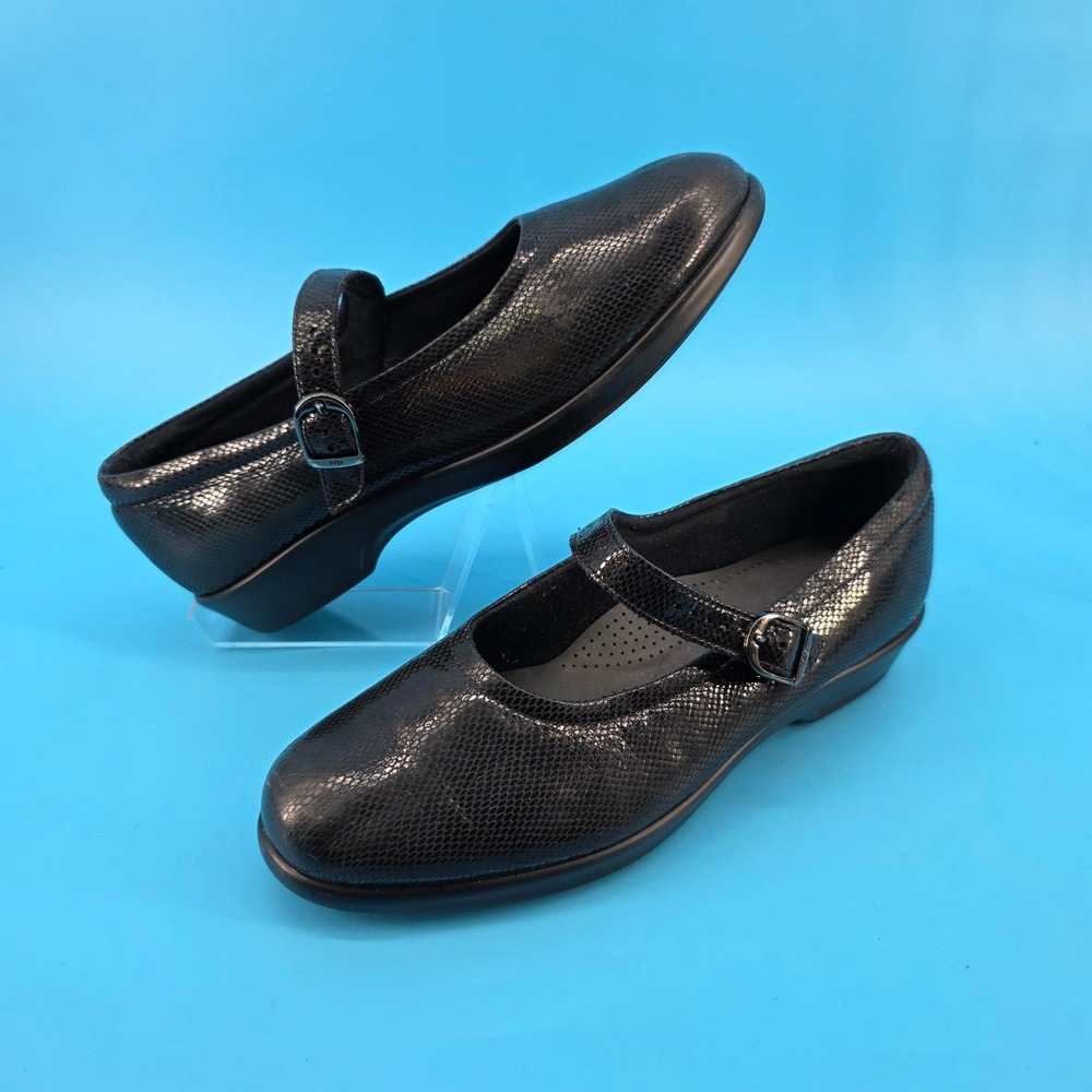 SAS Tripad Comfort Mary Jane Black Snakeskin Embossed Shoes 8.5 M 72525846